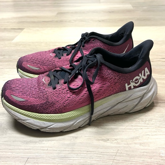 Hoka Shoes Womens 8.5 B Clifton 8 Running Sneakers Hot Pink Workout Comfort - Picture 4 of 16